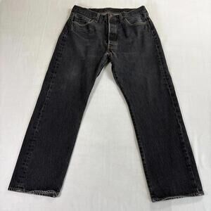 Levi's 514 Straight Fit Jeans Men 36x32 Black Gray Wash Denim Button Fly Pants